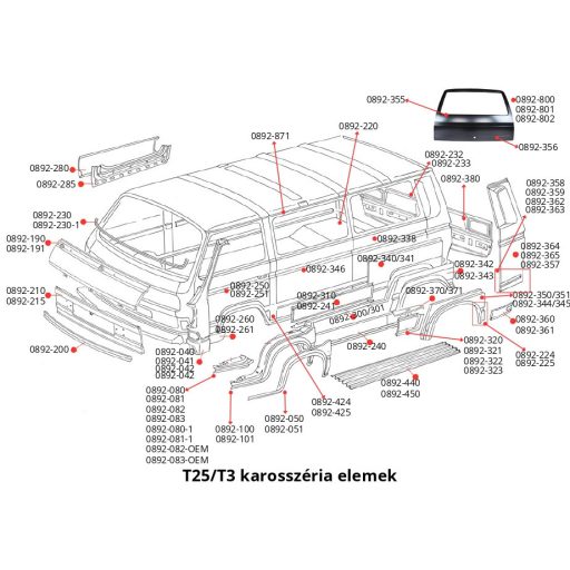 Baloldali teljes alsó javító lemez, (165 cm) T25 05/79-07/92