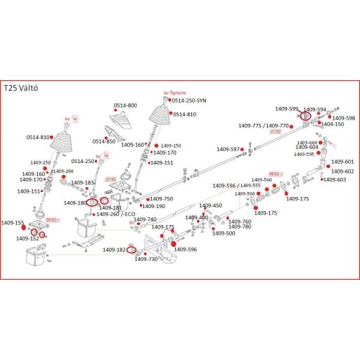 Váltórudazat megvezetö gyürü, hátsó, T25 1.6-2.0 (D is) 05/79-07/82