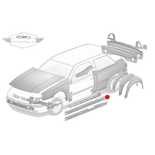 Külső küszöb javító lemez, bal, 3 ajtós kivitel, Golf Mk3 (1992-1998), Vento (1992-1998)