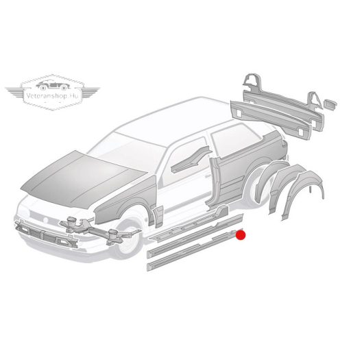 Külső küszöb javító lemez, bal, 5 ajtós kivitel, Golf Mk3 (1992-1998), Vento (1992-1998)