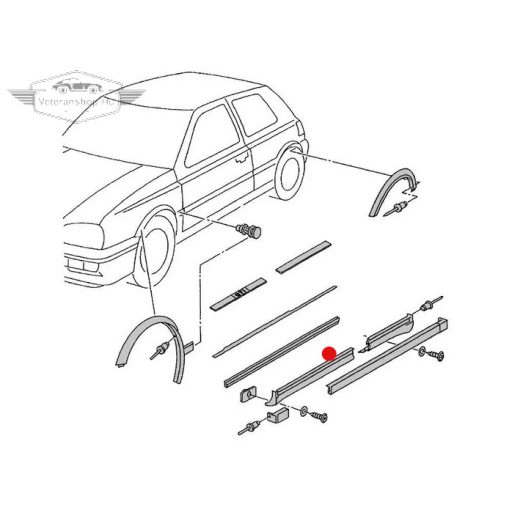 Bal első küszöb borítás, 5 ajtós kivitel, Gyári minőség, Golf Mk3 (1992-1998)