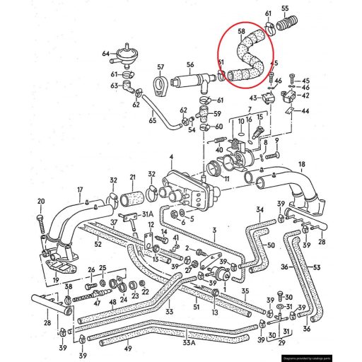 Vákuumcsö az alapjárati szabályozó szelepnél, T25/T3 2.1 08/89-07/92
