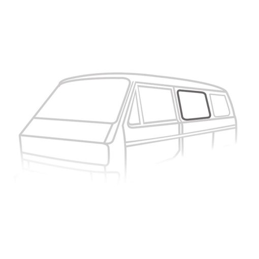 Középsö oldalablak tömítés T25 bal 05/79-07/92, jobb 05/79-07/84 Deluxe, müanyag feszítös, Német Minöség