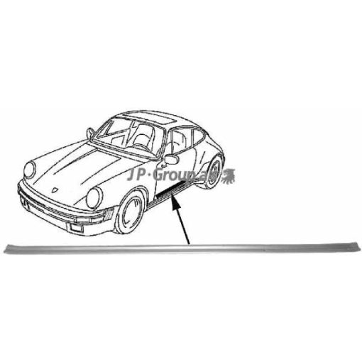 A küszöbön lévö szönyeget leszórító díszléc. Aluminium, balra és jobbra egyaránt. 911 2,0-3,3 01/63-07/89, 912 1.6 01/65-02/70