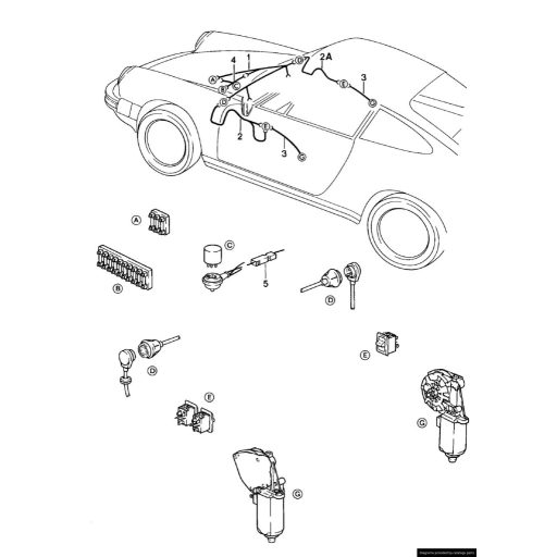 Kábelköteg elektromos ablakhoz csatlakozóval, bal oldali ajtó, Porsche 911 (08/69-07/89) 