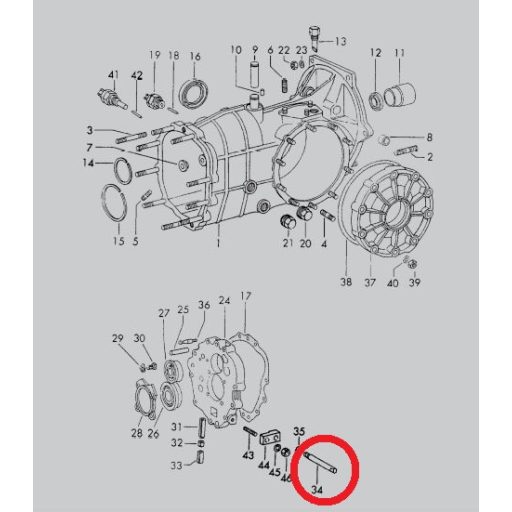 Gázadagoló merevítörúd a váltóházon, Porsche 356, 911, 912