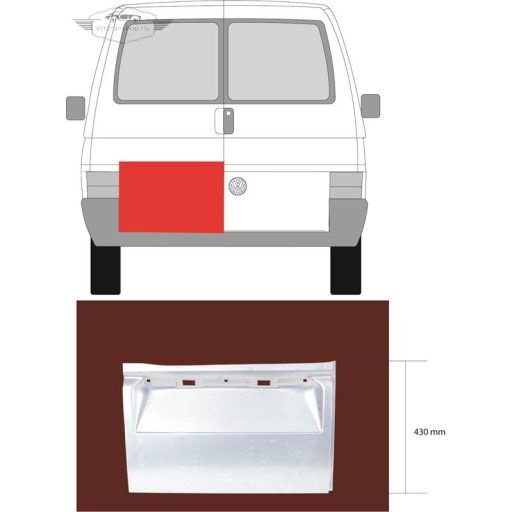 Hátsó ajtó javító panel, bal, alsó rész
