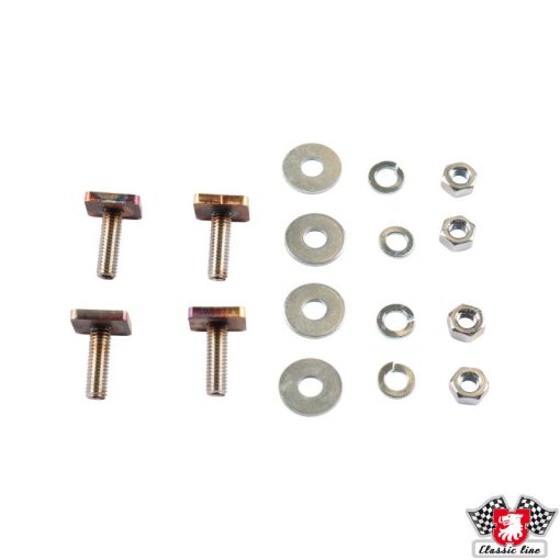 Rögzítökészlet dán fekete és sárga rendszámtáblákhoz 6 mm-es csavarral és szorító- és reteszelö alátétekkel  Porsche 911 2.0-3.3 01/63-07/89 Porsche 912 1.6 01/65-02/70  